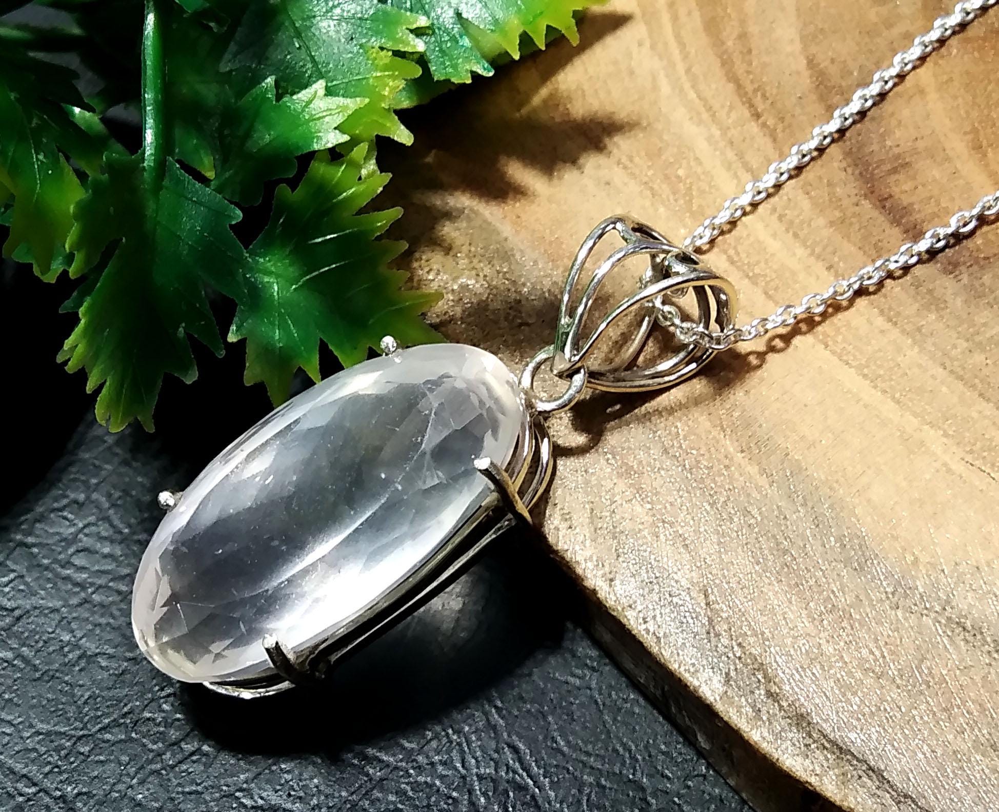 Rose Quartz Pendant, 925 Starling Silver Chain Pendant, Natural Rose Quartz Stone Pendant, Handmade Jewelry Stone Size 30x16 mm Gift Pendant